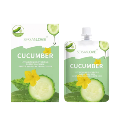 Бульбашкова маска з огірком SERSAN LOVE Cucumber Live Oxygen Bubble Clay Mask