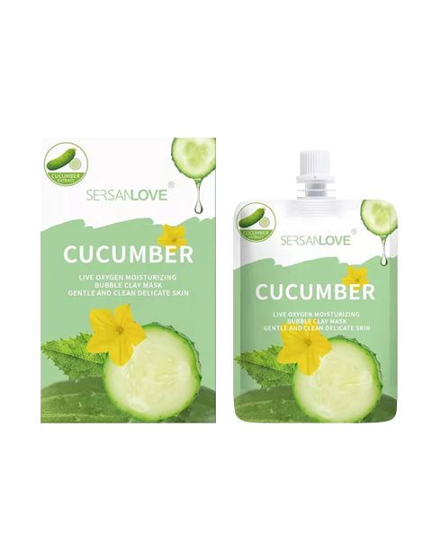 Бульбашкова маска з огірком SERSAN LOVE Cucumber Live Oxygen Bubble Clay Mask