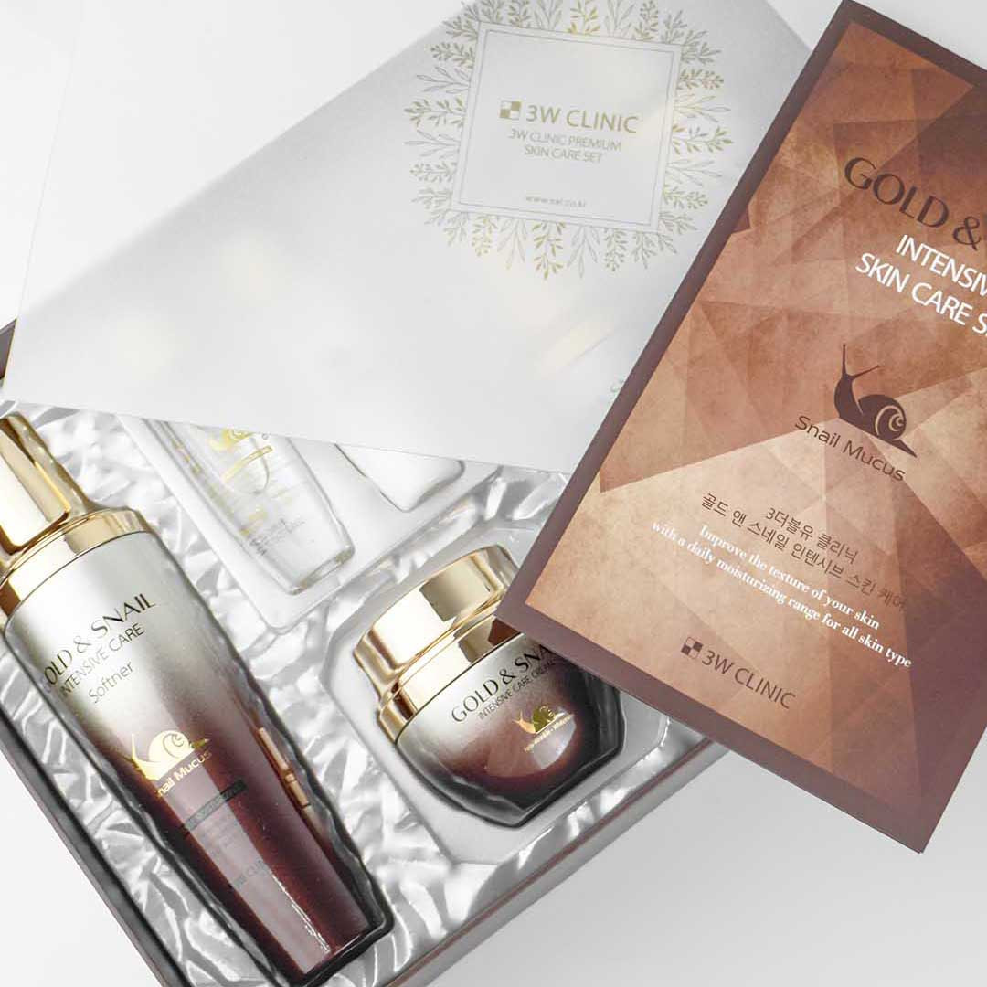 Антивіковий набір з муцином равлика та золотом 3W Clinic Gold And Snail Intensive Care Set