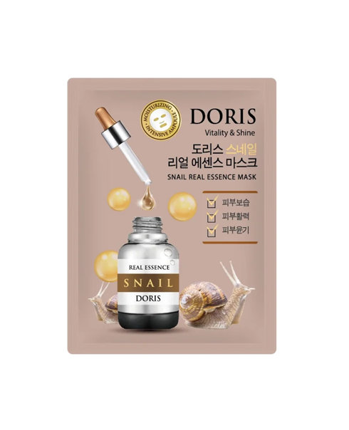 Тканевая маска для лица ампульная с муцином улитки Doris Snail Real Essence Mask