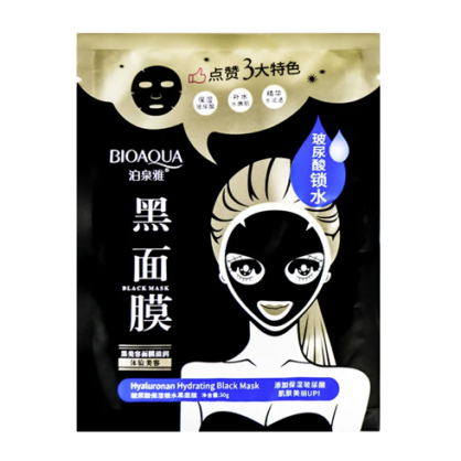 Чорна тканинна маска для обличчя з гіалуроновою кислотою BIOAQUA Hyaluronan Hydrating Black Mask