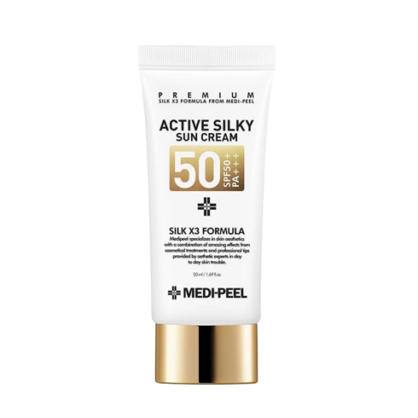 Сонцезахисний крем з пептидами та шовком Medi-Peel Active Silky Sun Cream SPF50+ PA+++