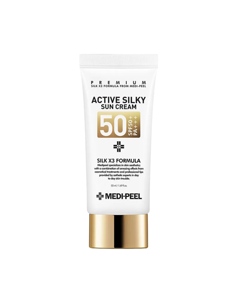 Солнцезащитный крем с пептидами и шёлком Medi-Peel Active Silky Sun Cream SPF50+ PA+++