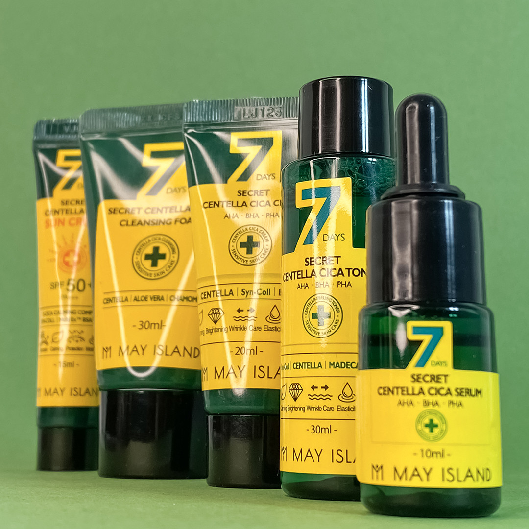 Набор миниатюр с центеллой и кислотами May Island 7 Days Secret Centella Cica Mini Kit Set
