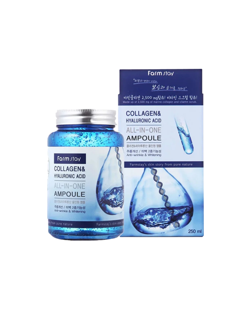 Ампульна сироватка з колагеном та гіалуроновою кислотою Farm Stay Collagen & Hyaluronic Acid All-In-One Ampoule