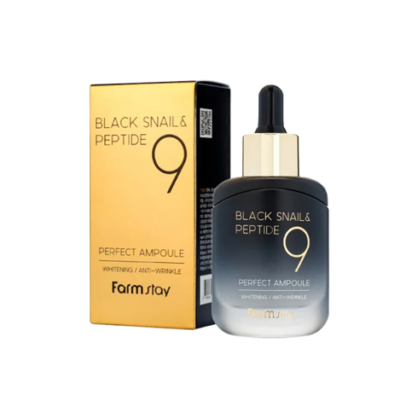 Сироватка омолоджуюча з муцином чорного равлика та пептидами Farm Stay Black Snail & Peptide 9 Perfect Ampoule