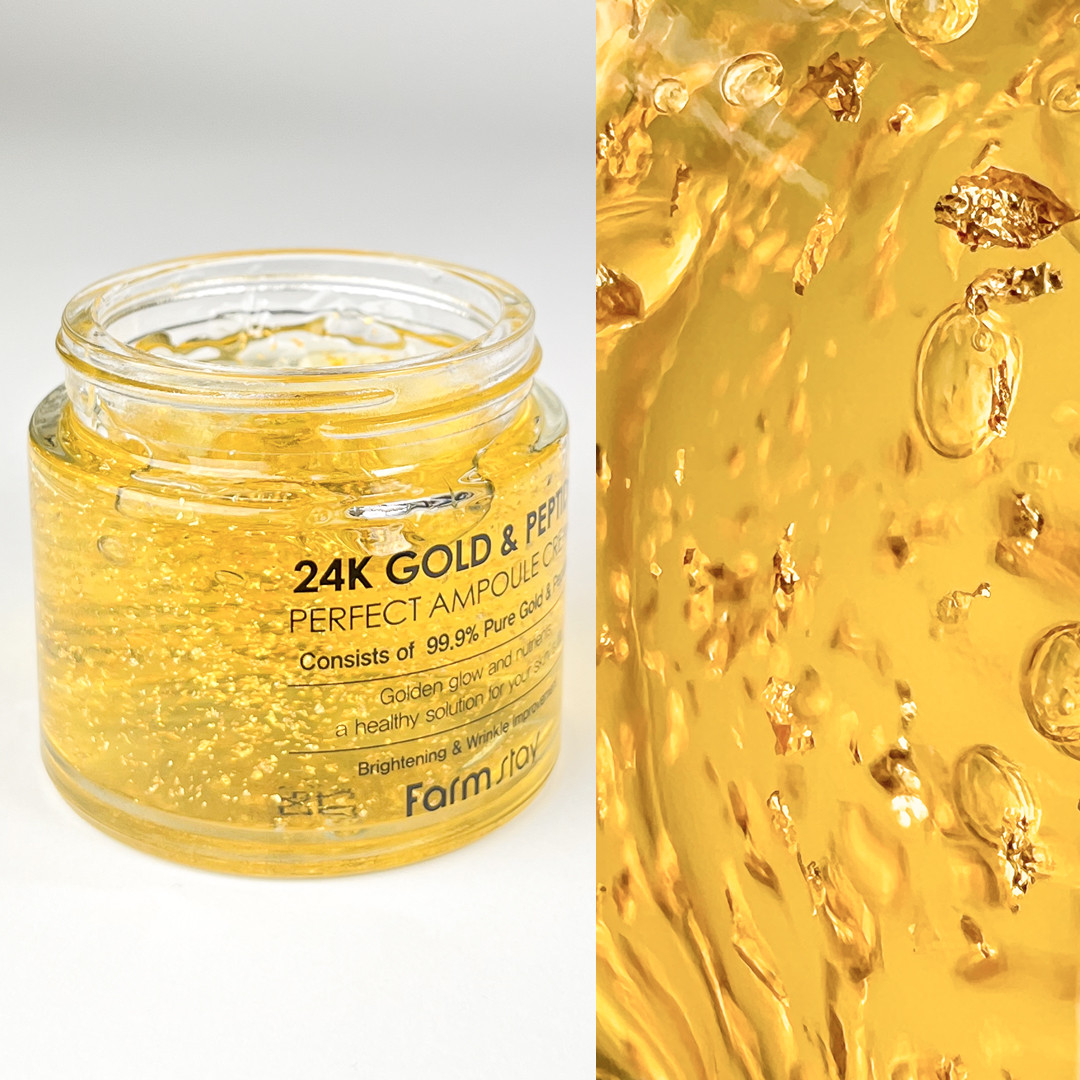 Антивозрастной крем для лица с золотом и пептидами Farm Stay 24K Gold & Peptide Perfect Ampoule Cream