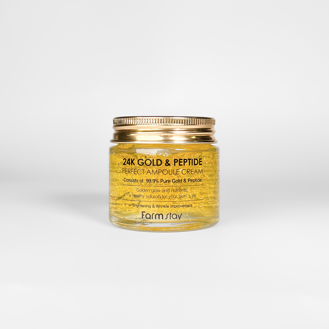 Антивозрастной крем для лица с золотом и пептидами Farm Stay 24K Gold & Peptide Perfect Ampoule Cream