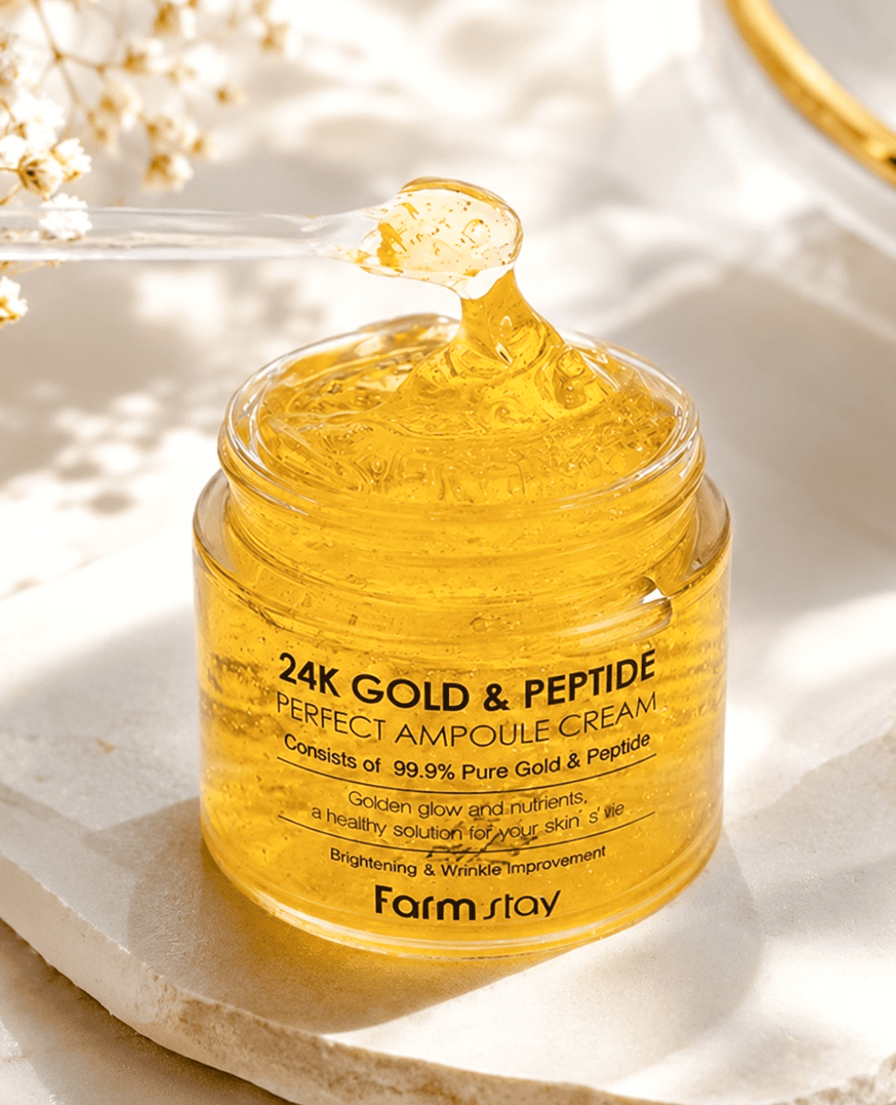 Антивозрастной крем для лица с золотом и пептидами Farm Stay 24K Gold & Peptide Perfect Ampoule Cream