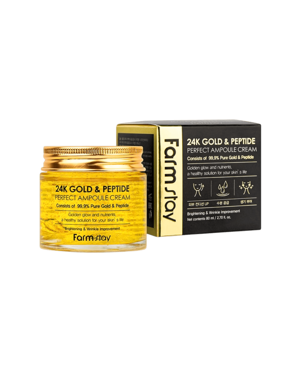 Антивозрастной крем для лица с золотом и пептидами Farm Stay 24K Gold & Peptide Perfect Ampoule Cream