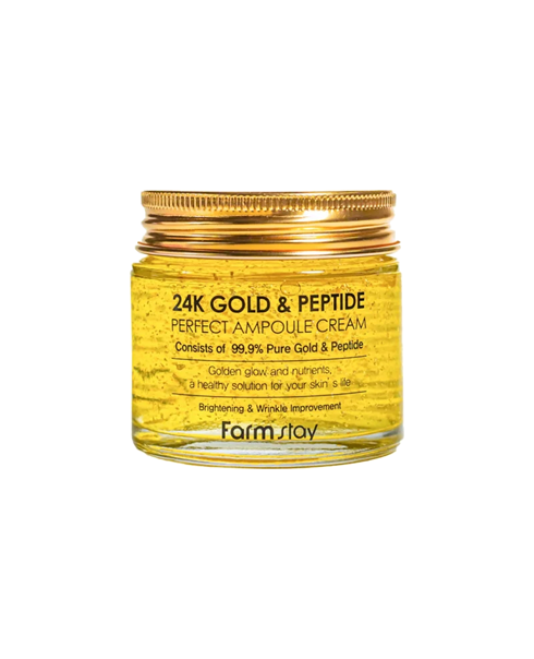 Антивозрастной крем для лица с золотом и пептидами Farm Stay 24K Gold & Peptide Perfect Ampoule Cream