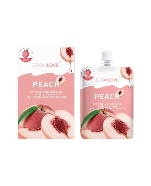 Маска для обличчя бульбашкова з персиком SERSAN LOVE Peach Live Oxygen Moisturizing Bubble Clay Mask