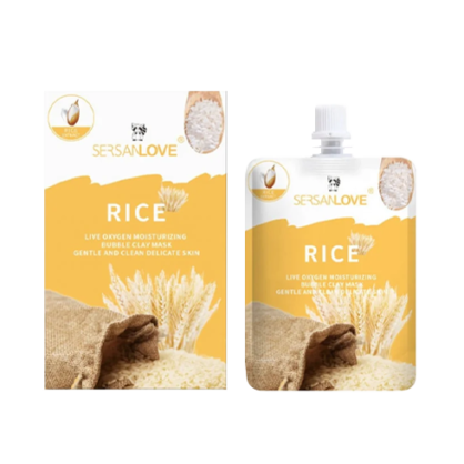 Маска для обличчя бульбашкова з рисом SERSAN LOVE Rice Live Oxygen Moisturizing Bubble Clay Mask
