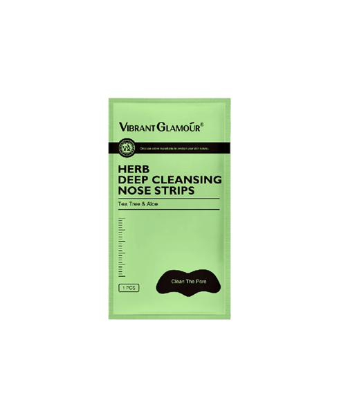 Смужка для видалення чорних цяток з чайним деревом та алое Vibrant Glamour Herb Deep Cleansing Nose Strips