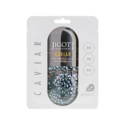Тканевая маска с экстрактом черной икры JIGOTT Caviar Real Ampoule Mask