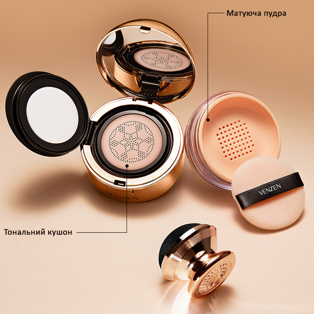 Кушон + пудра 2в1 Venzen Oil Control Powder Cushion Cream