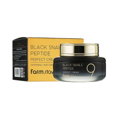 Омолоджуючий крем з муцином чорного равлика та пептидами Farm Stay Black Snail & Peptide 9 Perfect Cream
