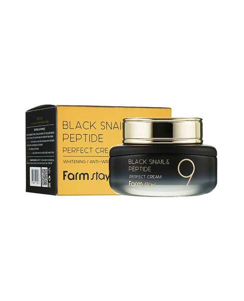 Омолоджуючий крем з муцином чорного равлика та пептидами Farm Stay Black Snail & Peptide 9 Perfect Cream