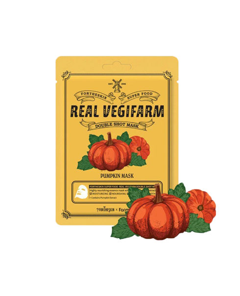 Тканевая маска тыква FORTHESKIN Super Food Real Vegifarm Double Shot Mask Pumpkin
