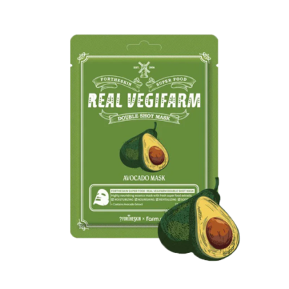 Тканинна маска авокадо FORTHESKIN Super Food Real Vegifarm Double Shot Mask Avocado