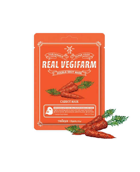 Тканинна маска морква FORTHESKIN Super Food Real Vegifarm Double Shot Mask Carrot