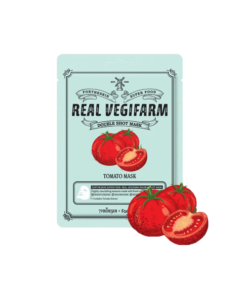 Тканевая маска томат FORTHESKIN Super Food Real Vegifarm Double Shot Mask Tomato