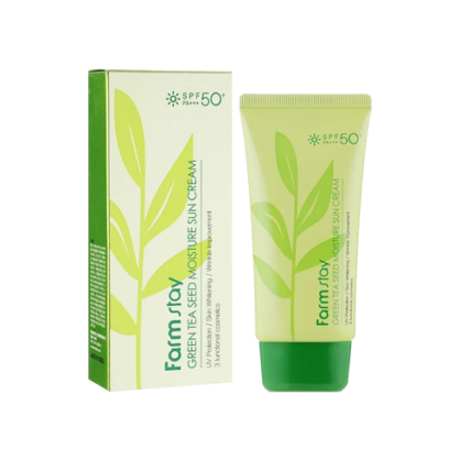 Сонцезахисний крем з екстрактом зеленого чаю Farm Stay Green Tea Seed Moisture Sun Cream SPF50+ PA+++