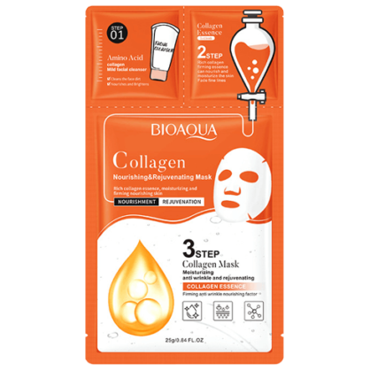 Тканинна маска 3в1 з колагеном Bioaqua Collagen 3 Step Mask