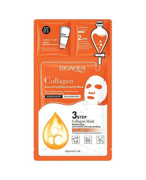 Тканинна маска 3в1 з колагеном Bioaqua Collagen 3 Step Mask | AZI