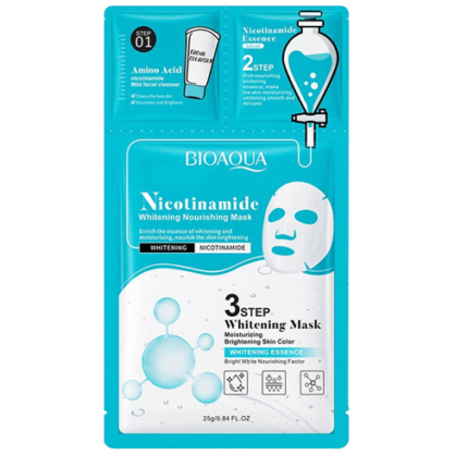 Тканинна маска 3в1 з ніацинамідом Bioaqua Nicotinamide 3 Step Whitening Mask