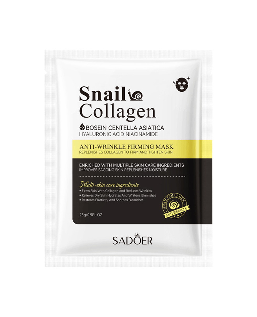 Тканевая маска с муцином улитки Sadoer Snail Collagen Anti-Wrinkle Firming Mask