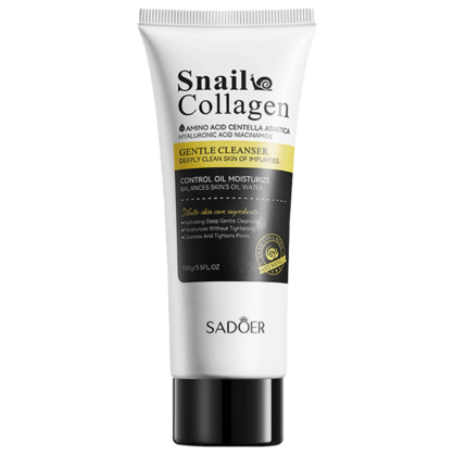 Пінка для вмивання з муцином равлика Sadoer Snail Collagen Gentle Cleanser