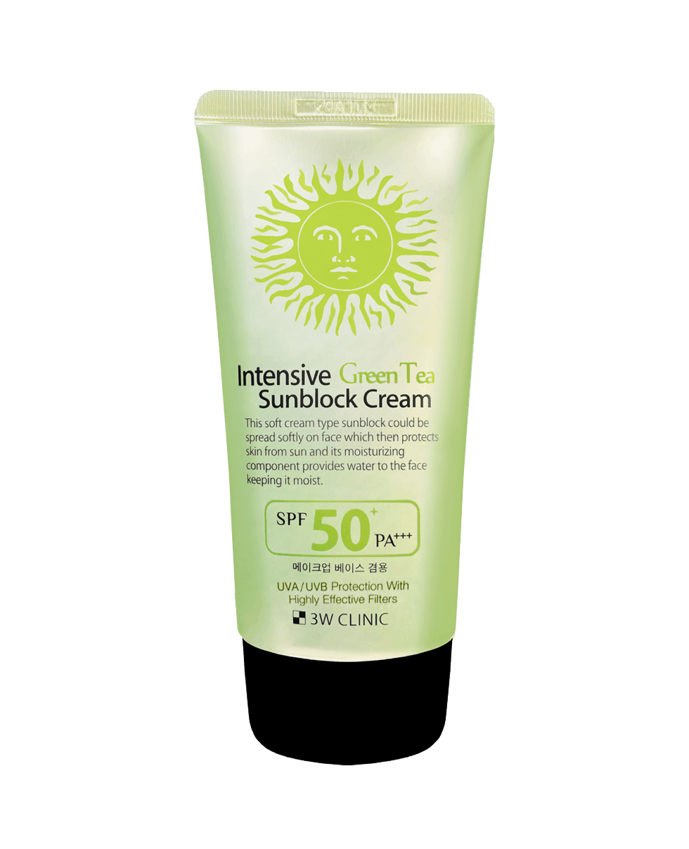 Солнцезащитный крем с зеленым чаем 3W Clinic Intensive Green Tea Sunblock Cream SPF50+ PA+++