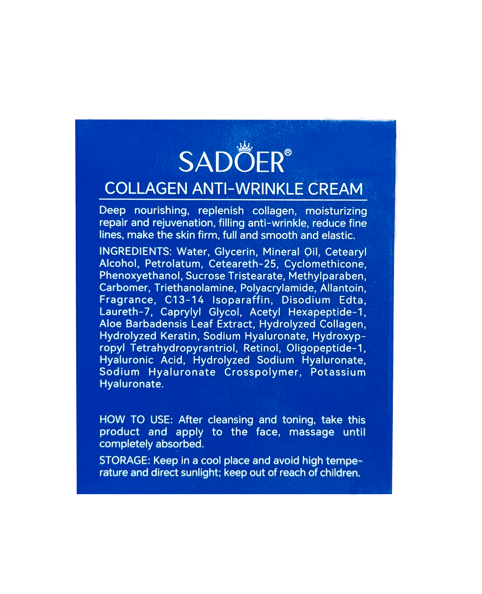 Омолаживающий крем с коллагеном, ретинолом и пептидами Sadoer Collagen Anti-Wrinkle Cream