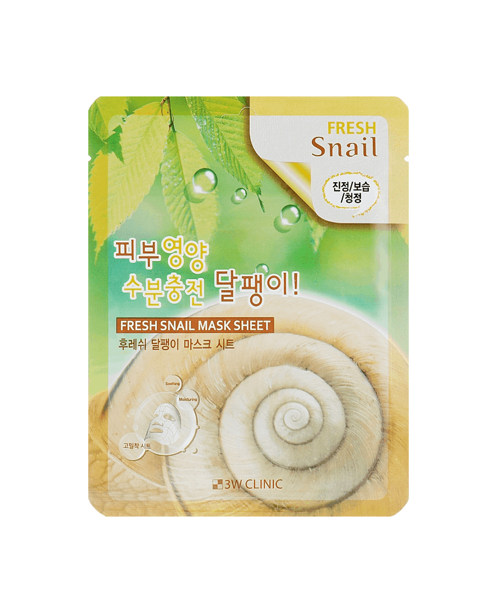Тканевая маска с муцином улитки 3W Clinic Fresh Snail Mask Sheet