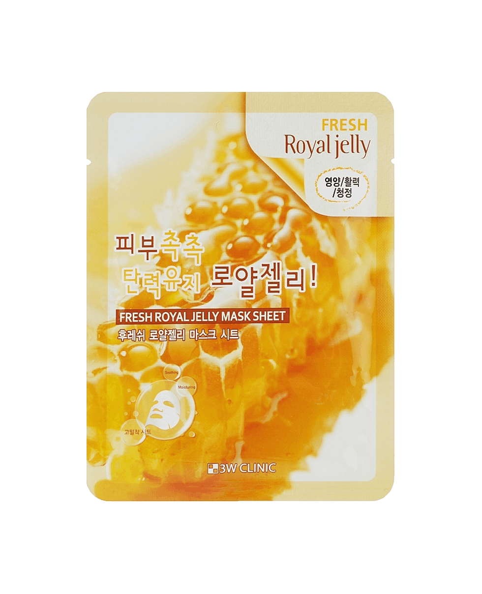 Тканевая маска с пчелиным маточным молочком 3W Clinic Fresh Royal Jelly Mask Sheet