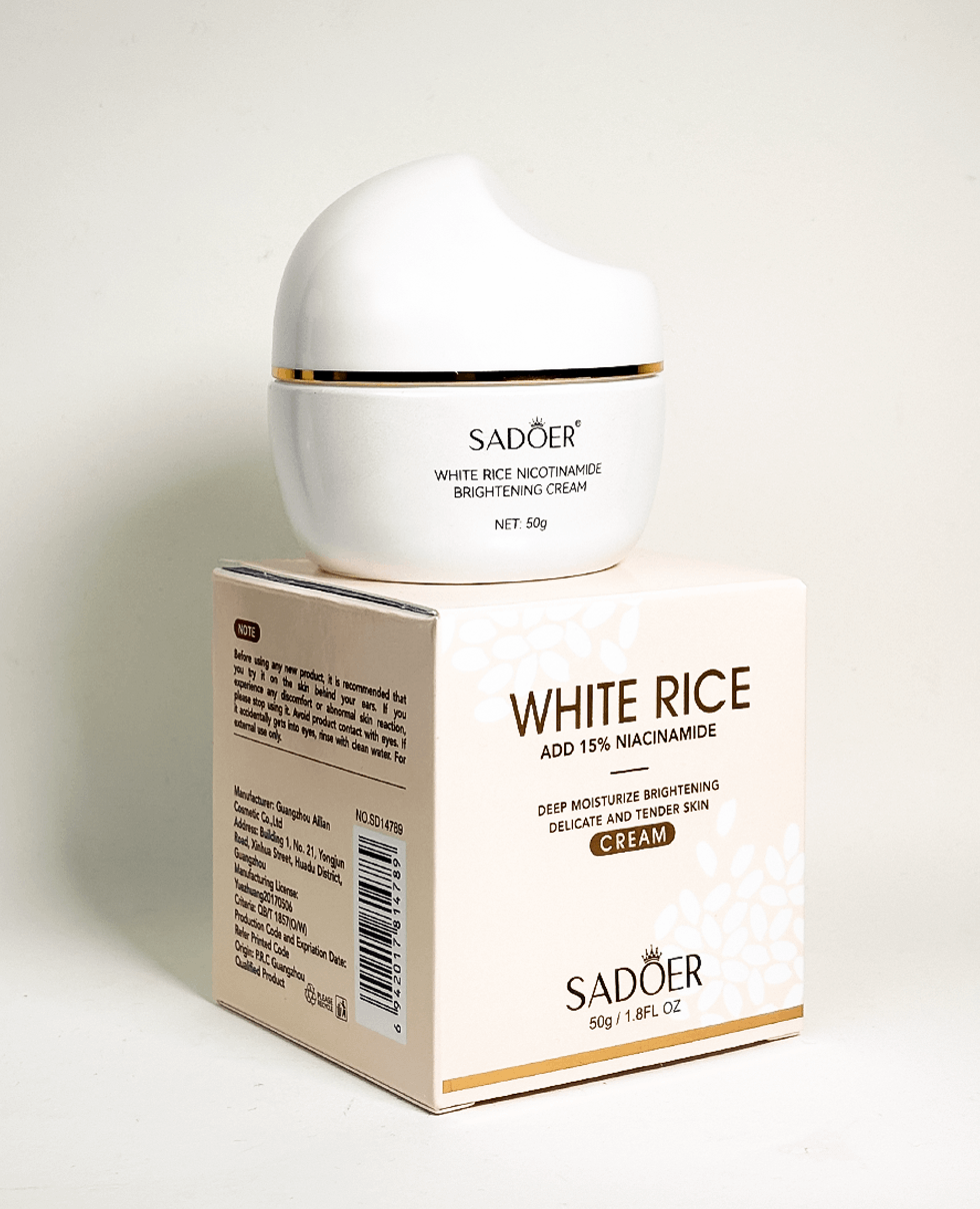 Освітлюючий крем з екстрактом рису та 15% ніацинаміду Sadoer White Rice Nicotinamide Brightening Cream