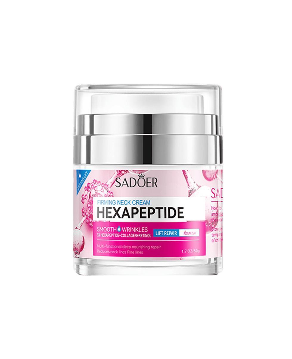 Крем для шиї з пептидами, колагеном та ретинолом Sadoer Hexapeptide Firming Neck Cream