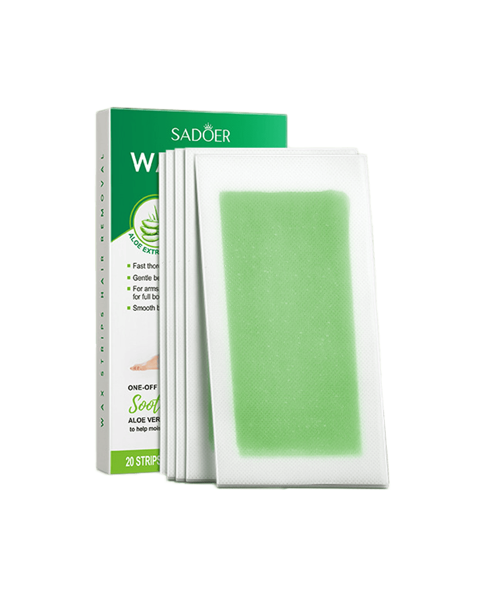Воскові смужки для депіляціі з екстрактом алое вера Sadoer Wax Strips Hair Removal Aloe Vera