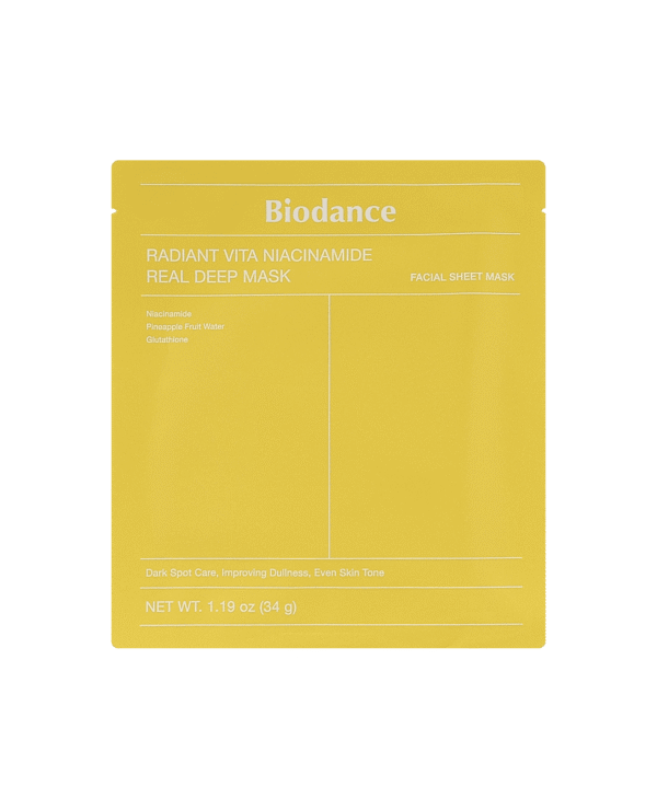 Маска гидрогелевая с ниацинамидом и глутатионом Biodance Radiant Vita Niacinamide Real Deep Mask