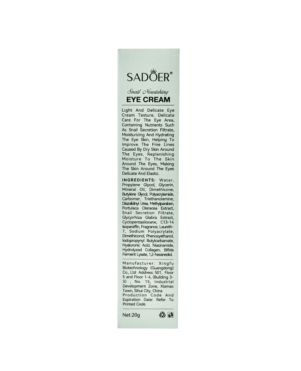 Крем навколо очей з муцином равлика Sadoer Snail Nourishing Eye Cream