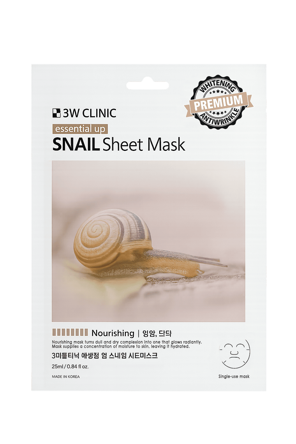 Тканинна маска з муцином равлика 3W Clinic Snail Sheet Mask