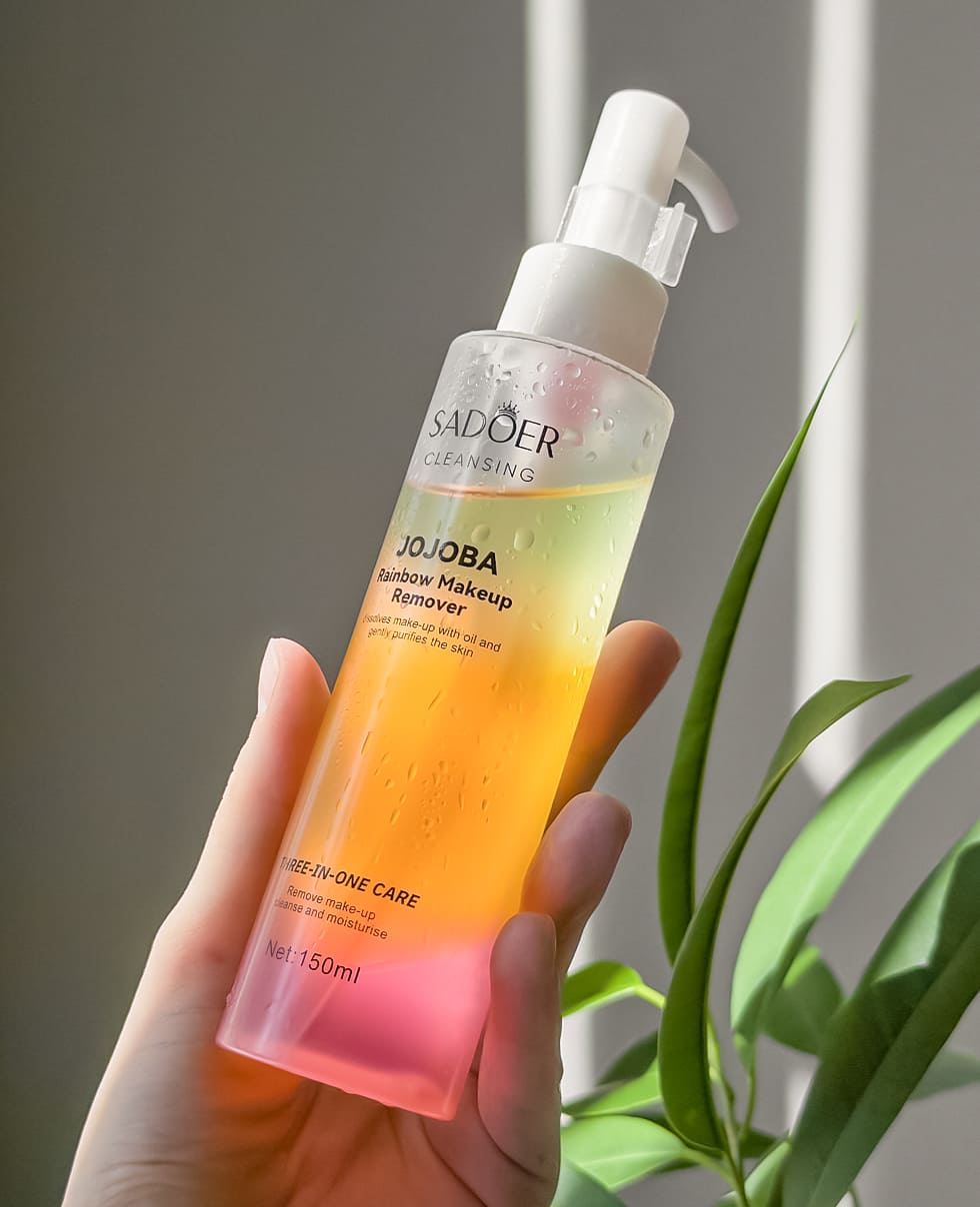 Засіб для зняття макіяжу з олією жожоба Sadoer Jojoba Rainbow Makeup Remover