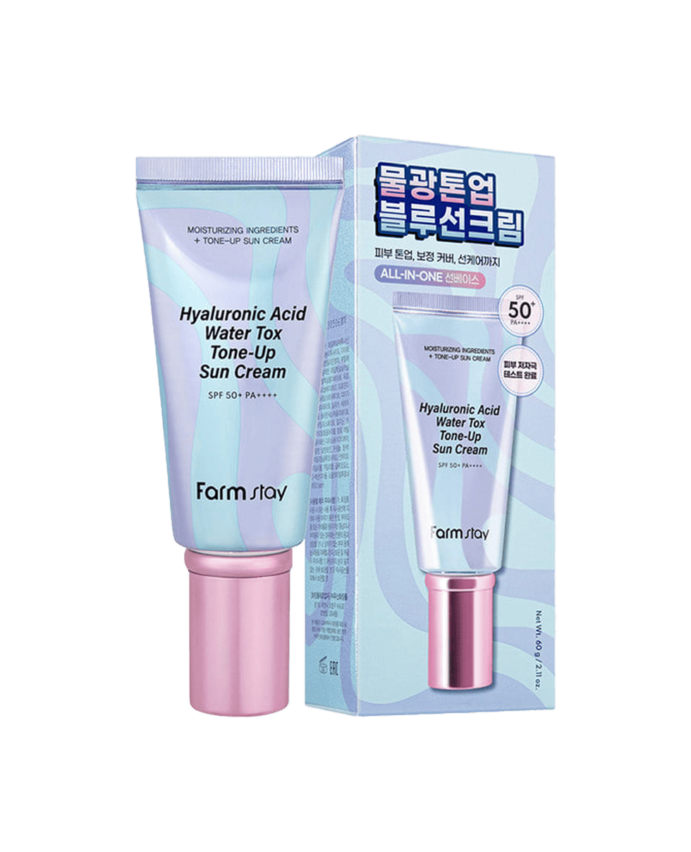 Сонцезахисний крем з ефектом вирівнювання тону Farm Stay Hyaluronic Acid Water Tox Tone-Up Sun Cream SPF 50+ PA ++++