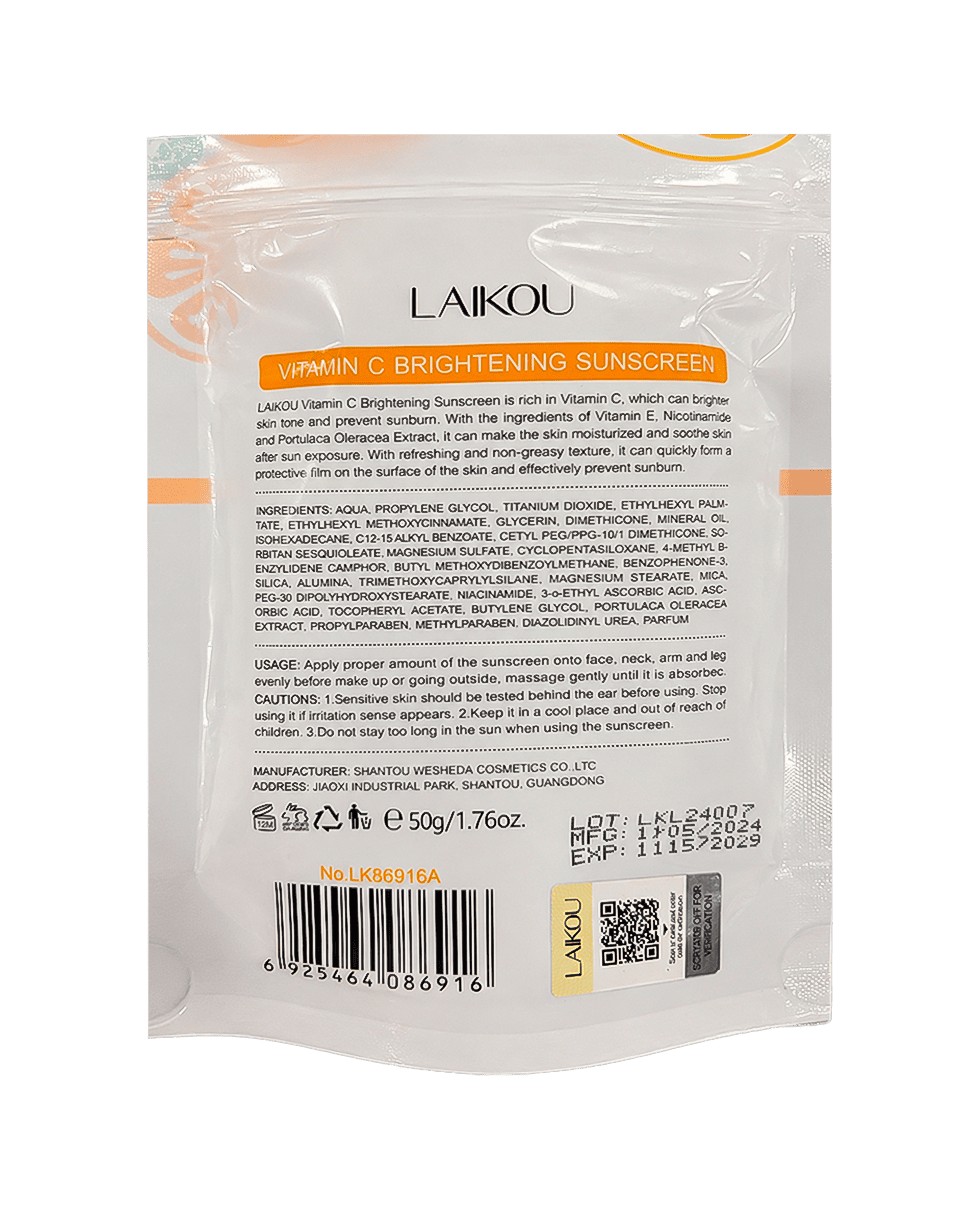 Сонцезахисний крем з вітаміном C Laikou Vitamin C Brightening Sunscreen SPF 50 PA ++++