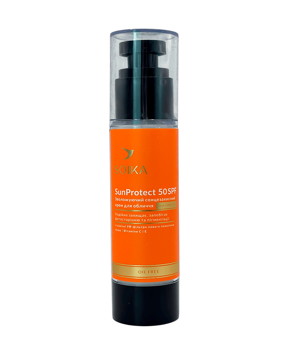 Зволожуючий сонцезахисний  крем для обличчя Soika SunProtect 50 SPF