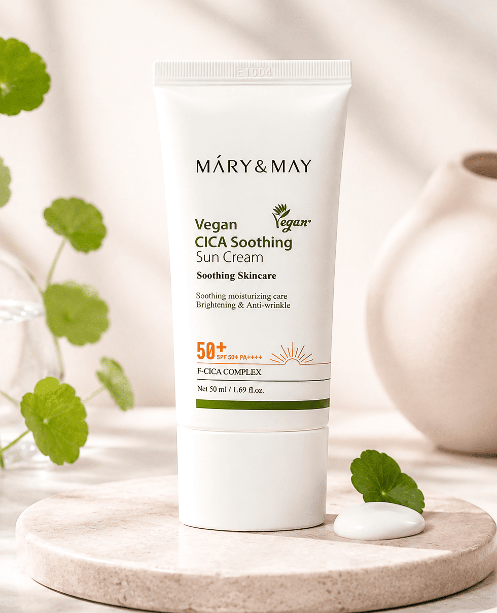 Солнцезащитный крем с центеллой Mary & May Vegan Cica Soothing Sun Cream SPF 50+ PA++++
