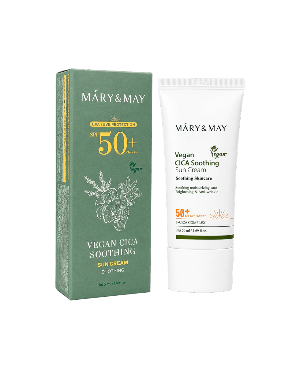 Солнцезащитный крем с центеллой Mary & May Vegan Cica Soothing Sun Cream SPF 50+ PA++++