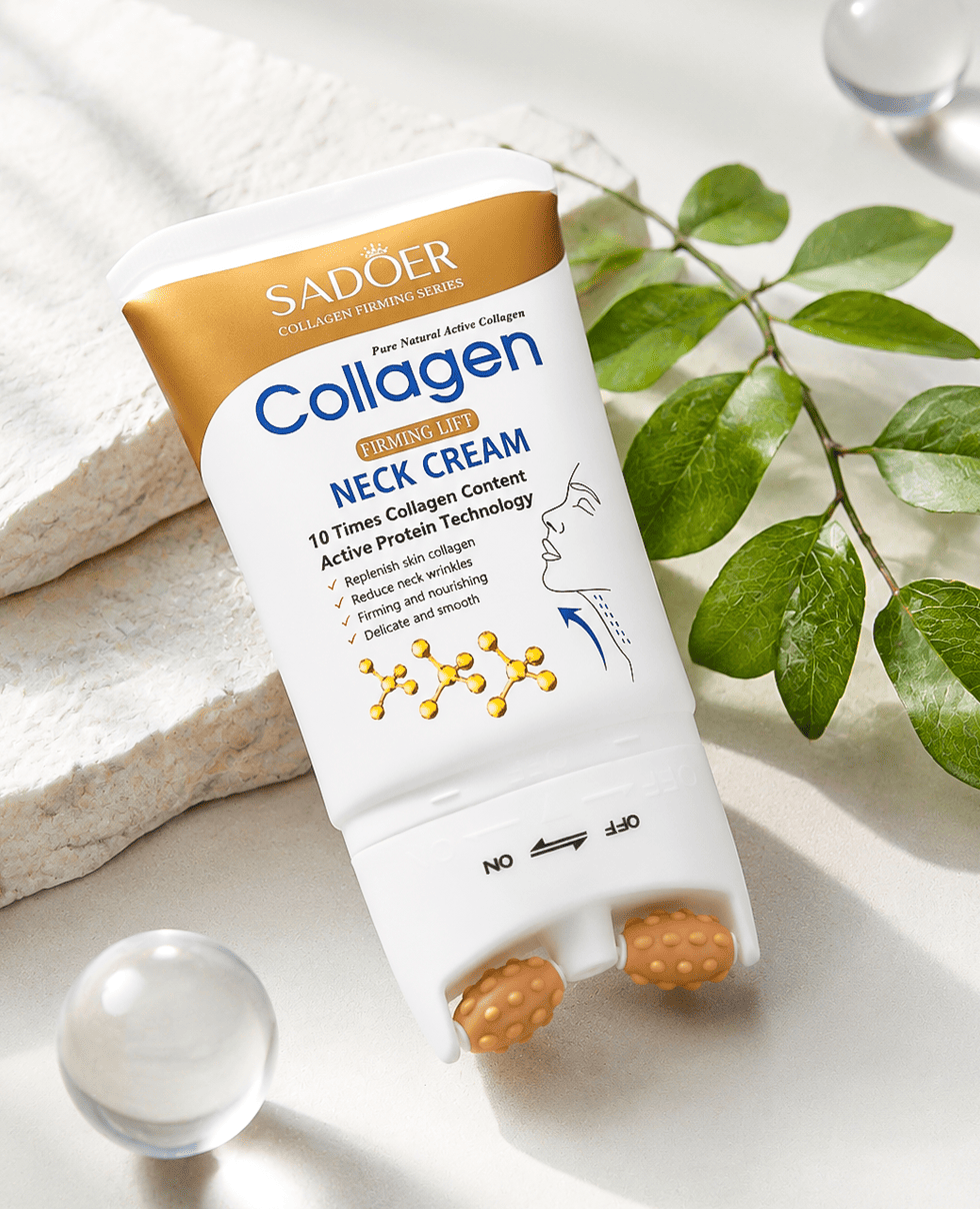 Крем для шеи с массажными роликами с коллагеном Sadoer Collagen Firming Lift Neck Cream