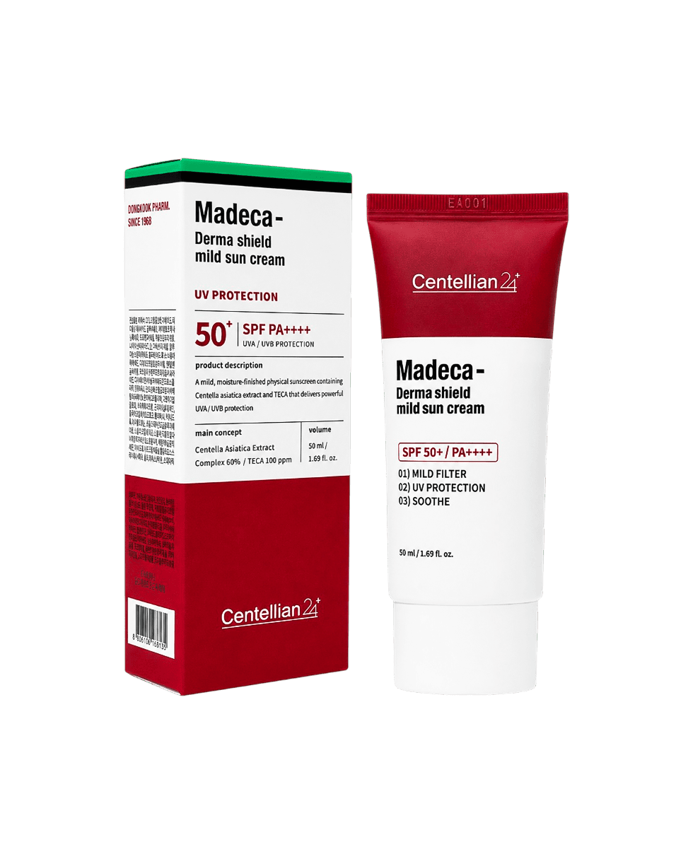 Солнцезащитный крем с центеллой Centellian24 Madeca Derma Shield Mild Sun Cream SPF 50+ PA++++